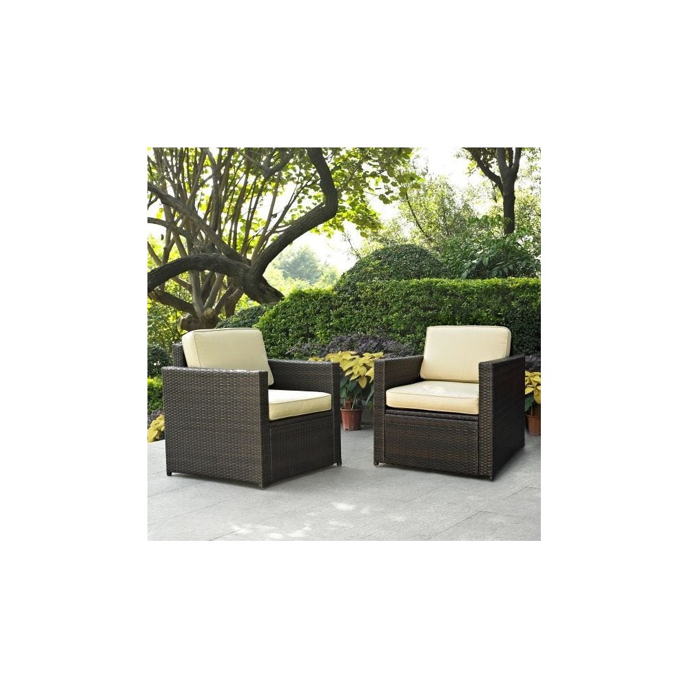 Palm Harbor 2Pc Outdoor Wicker Chair Set Sand/Brown - 2 Chairs