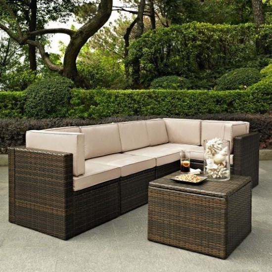 Palm Harbor 6Pc Outdoor Wicker Sectional Set Sand