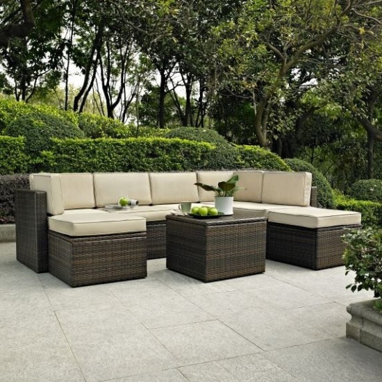 Palm Harbor 8Pc Outdoor Wicker Sectional Set Sand