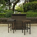 Palm Harbor 3Pc Outdoor Wicker Bar Set Brown - Bar & Stools