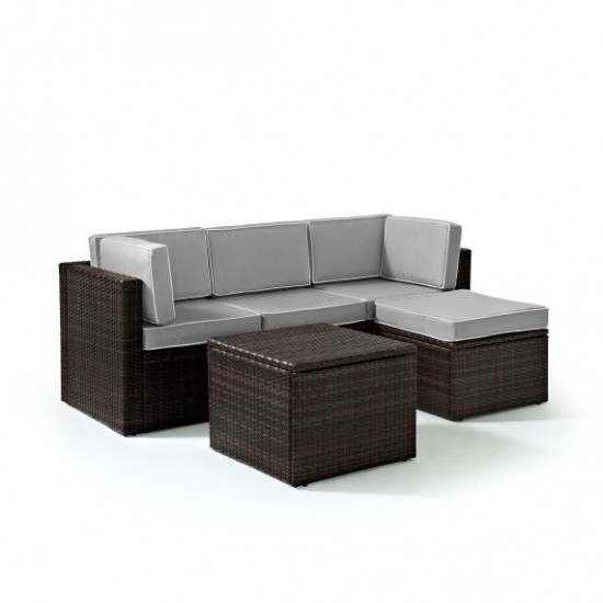 Palm Harbor 5Pc Outdoor Wicker Sectional Set Gray