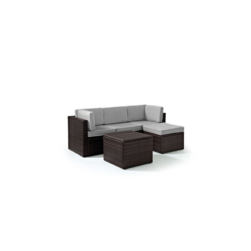Palm Harbor 5Pc Outdoor Wicker Sectional Set Gray Palm Harbor 5Pc Outdoor Wicker Sectional Set Gray
