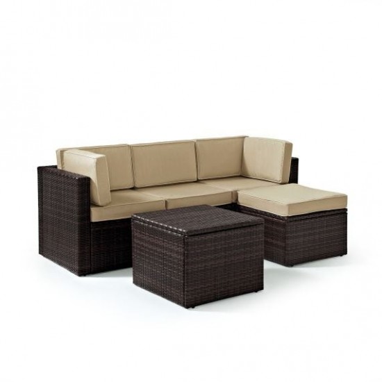 Palm Harbor 5Pc Outdoor Wicker Sectional Set Sand