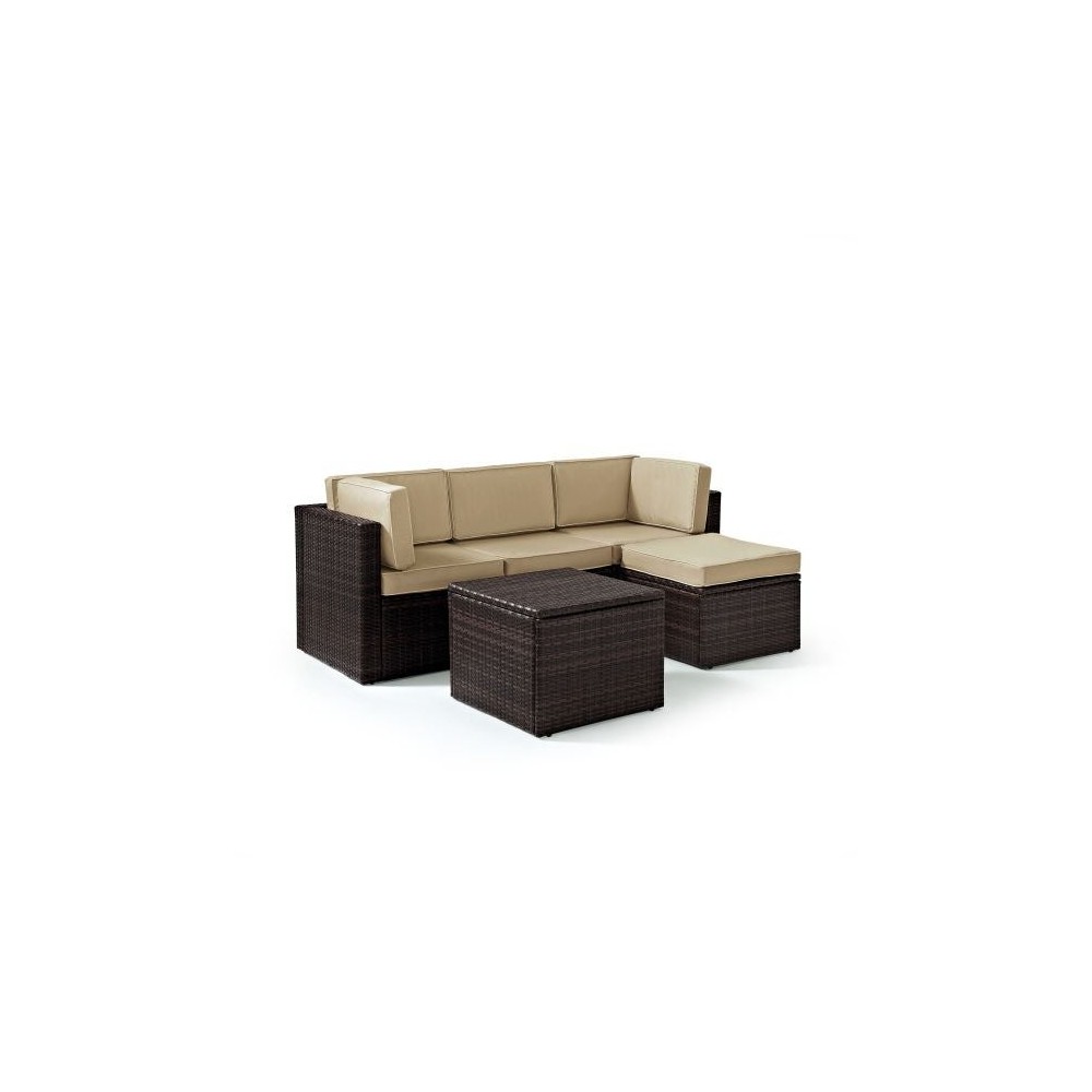 Palm Harbor 5Pc Outdoor Wicker Sectional Set Sand