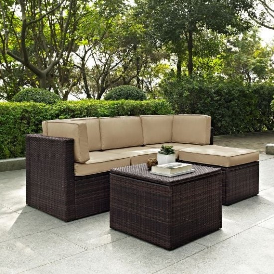 Palm Harbor 5Pc Outdoor Wicker Sectional Set Sand