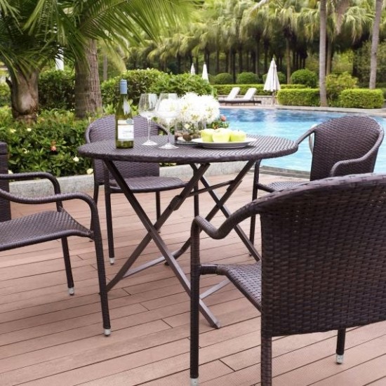 Palm Harbor 5Pc Outdoor Wicker Dining Set Brown - Table & 4 Chairs