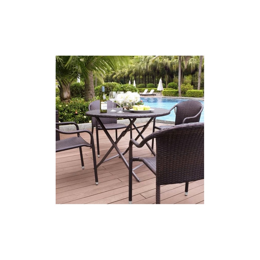 Palm Harbor 5Pc Outdoor Wicker Dining Set Brown - Table & 4 Chairs Palm Harbor 5Pc Outdoor Wicker Dining Set Brown - Table & 4 Chairs