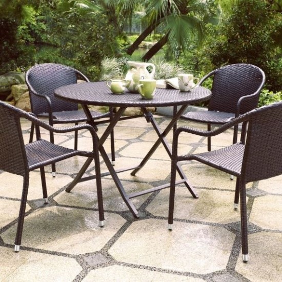 Palm Harbor 5Pc Outdoor Wicker Dining Set Brown - Table & 4 Chairs