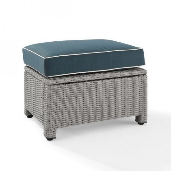 Bradenton Outdoor Wicker Ottoman Navy/Gray