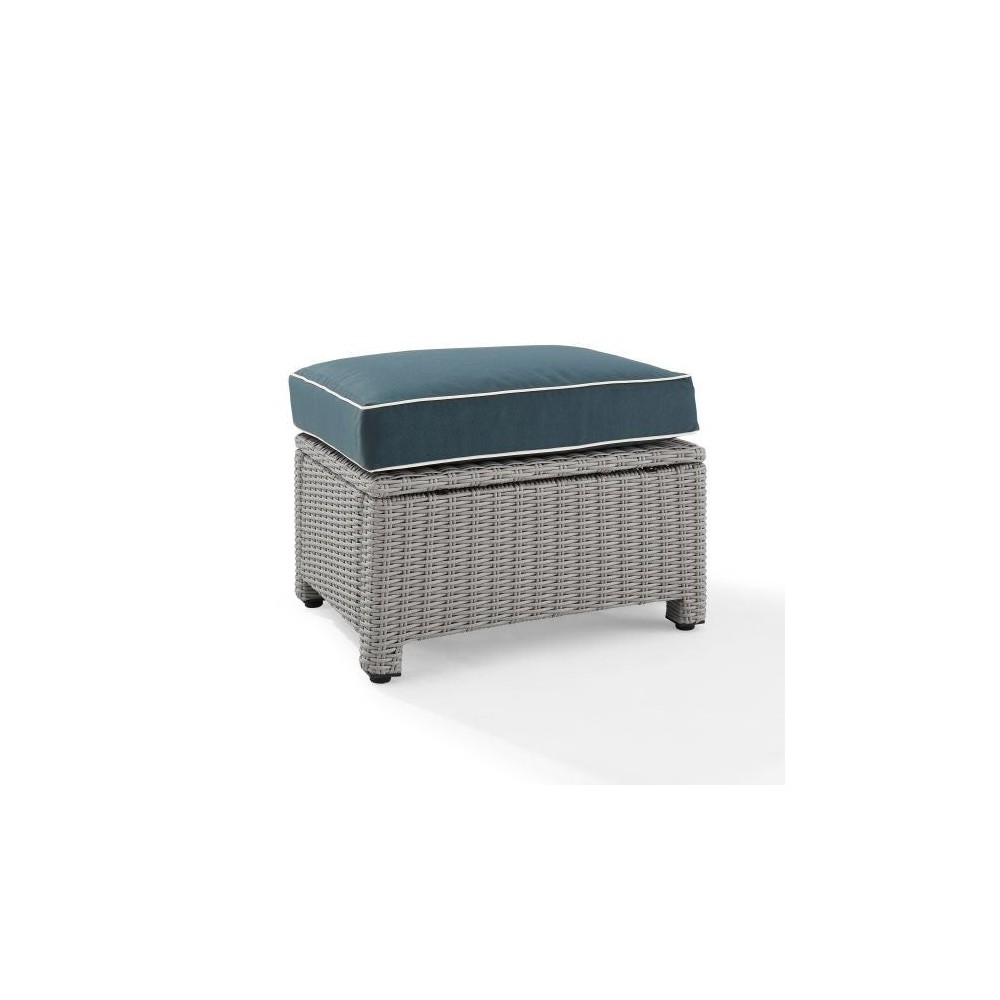 Bradenton Outdoor Wicker Ottoman Navy/Gray