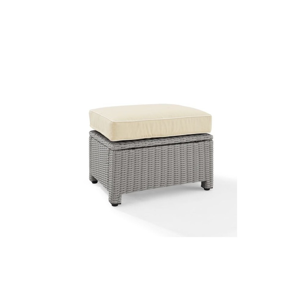 Bradenton Outdoor Wicker Ottoman Sand/Gray