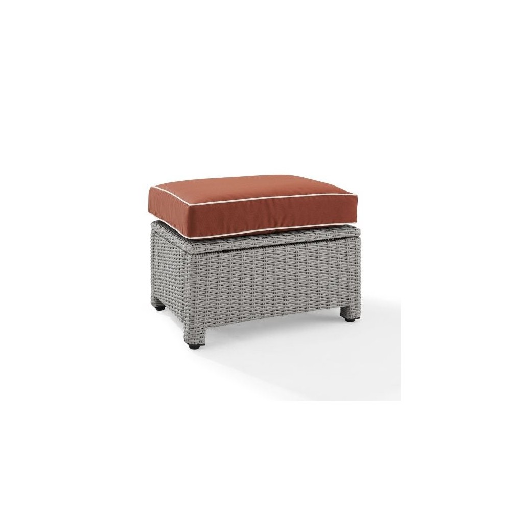 Bradenton Outdoor Wicker Ottoman Sangria/Gray