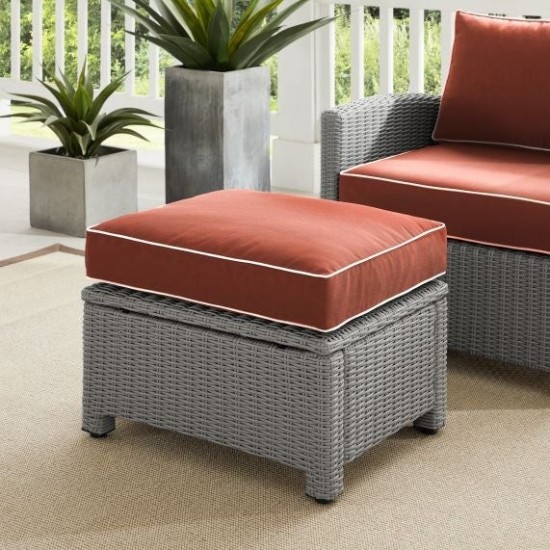 Bradenton Outdoor Wicker Ottoman Sangria/Gray