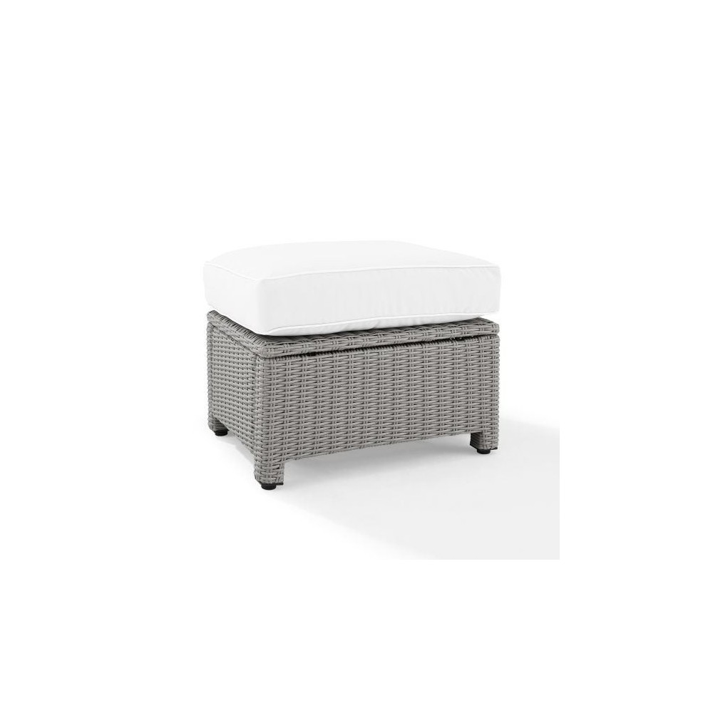 Bradenton Outdoor Ottoman - Sunbrella White/Gray