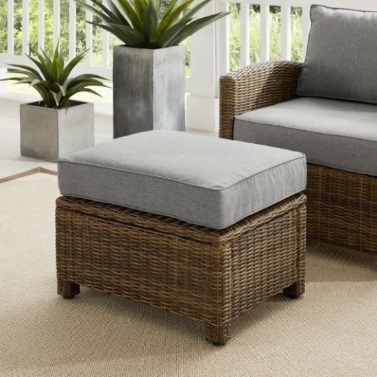 Bradenton Outdoor Wicker Ottoman Gray /Weathered Brown