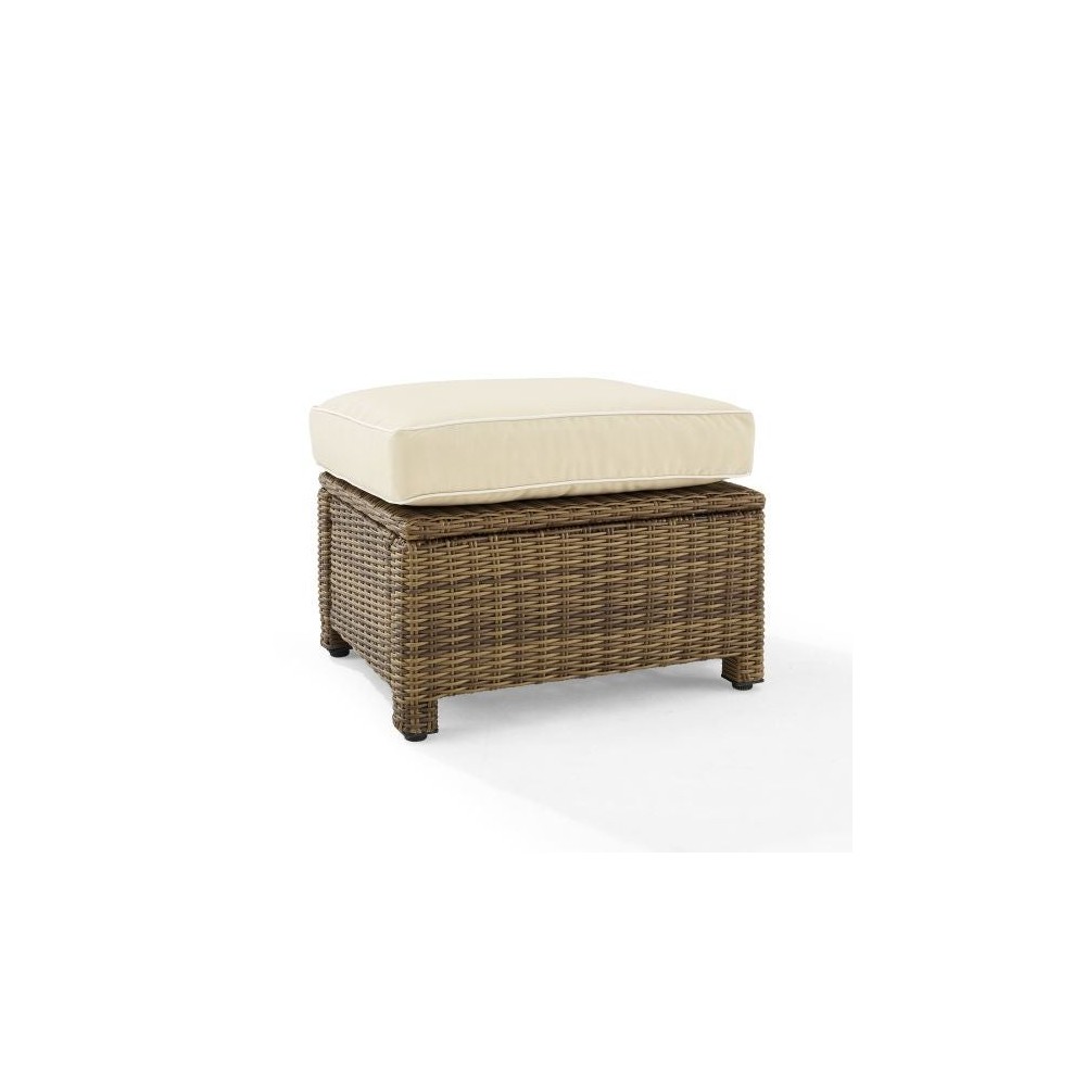 Bradenton Outdoor Wicker Ottoman Sand /Weathered Brown