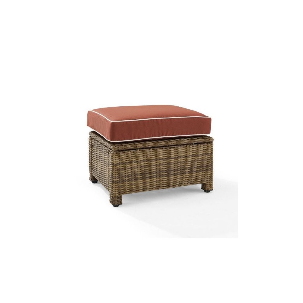 Bradenton Outdoor Wicker Ottoman Sangria/Weathered Brown