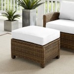 Bradenton Outdoor Ottoman - Sunbrella White/Weathered Brown