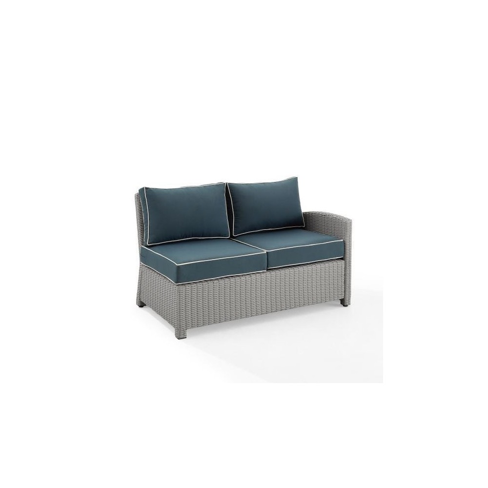 Bradenton Outdoor Wicker Sectional Right Side Loveseat Navy/Gray