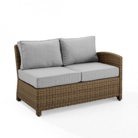 Bradenton Outdoor Wicker Sectional Right Side Loveseat Gray/Weathered Brown