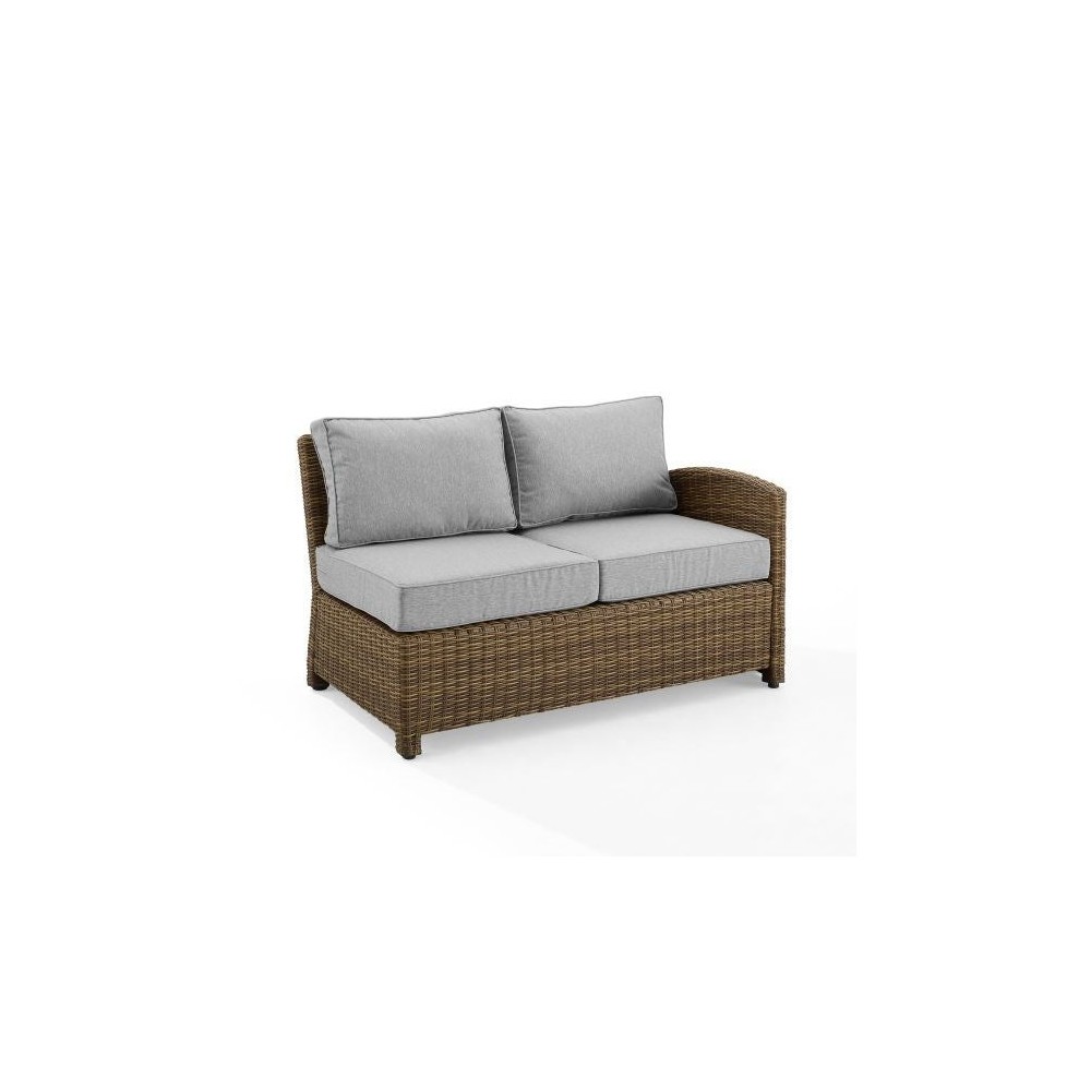 Bradenton Outdoor Wicker Sectional Right Side Loveseat Gray/Weathered Brown