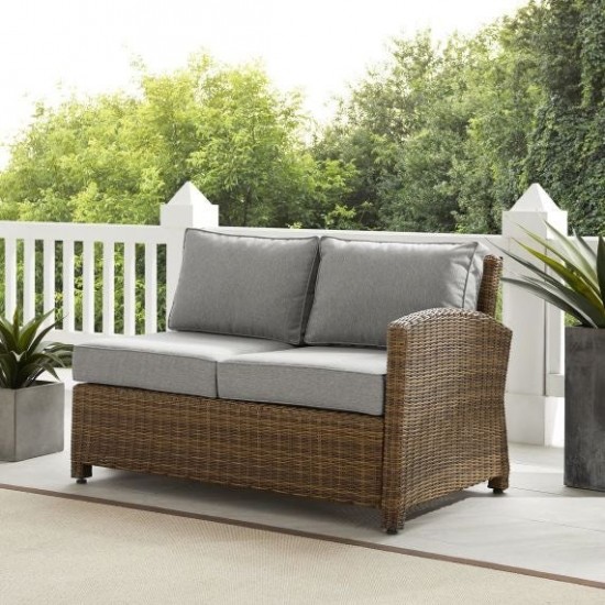 Bradenton Outdoor Wicker Sectional Right Side Loveseat Gray/Weathered Brown