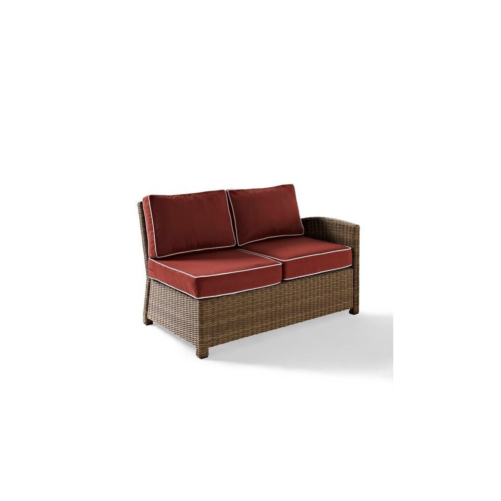 Bradenton Outdoor Wicker Sectional Right Side Loveseat Sangria/Weathered Brown