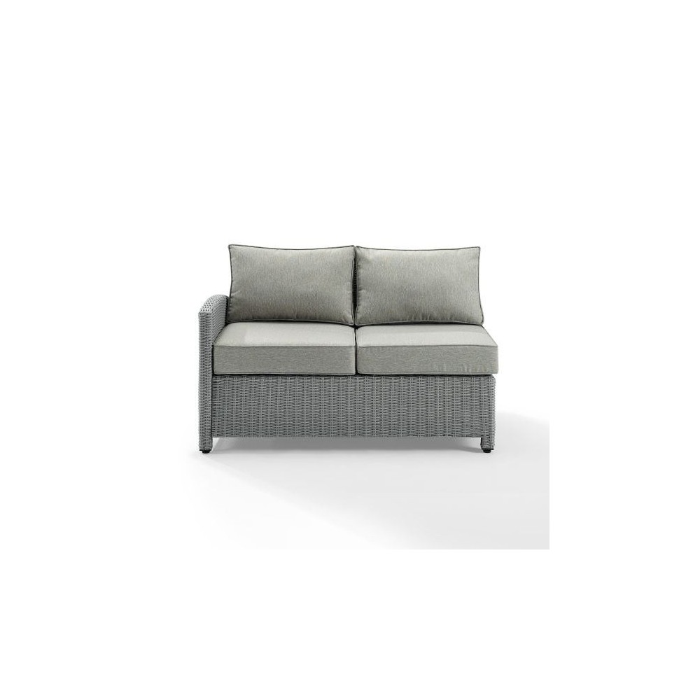 Bradenton Outdoor Wicker Sectional Left Side Loveseat Gray/Gray