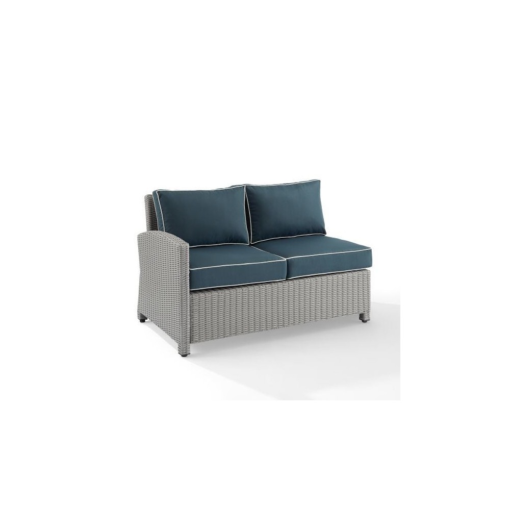 Bradenton Outdoor Wicker Sectional Left Side Loveseat Navy/Gray Bradenton Outdoor Wicker Sectional Left Side Loveseat Navy/Gray