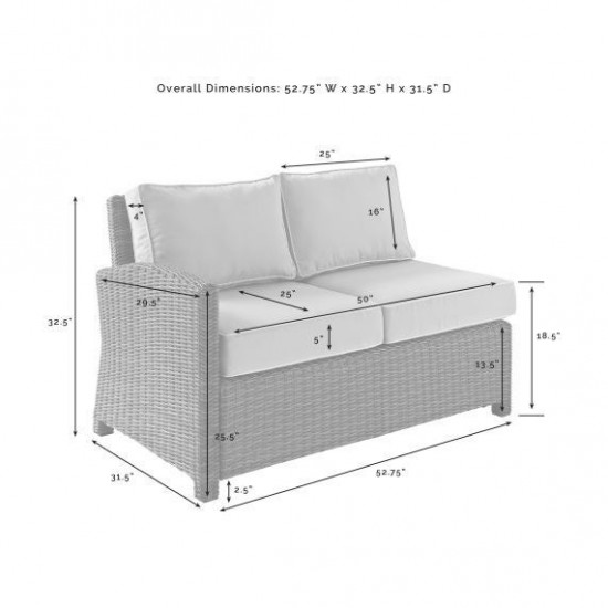 Bradenton Outdoor Wicker Sectional Left Side Loveseat Navy/Gray