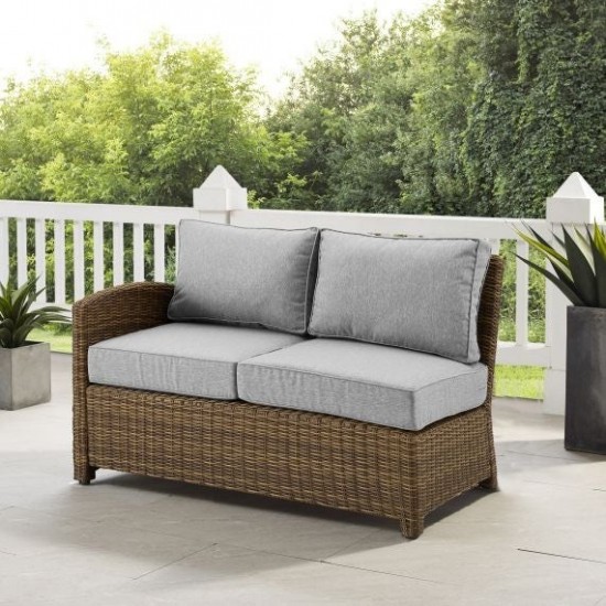 Bradenton Outdoor Wicker Sectional Left Side Loveseat Gray/Weathered Brown