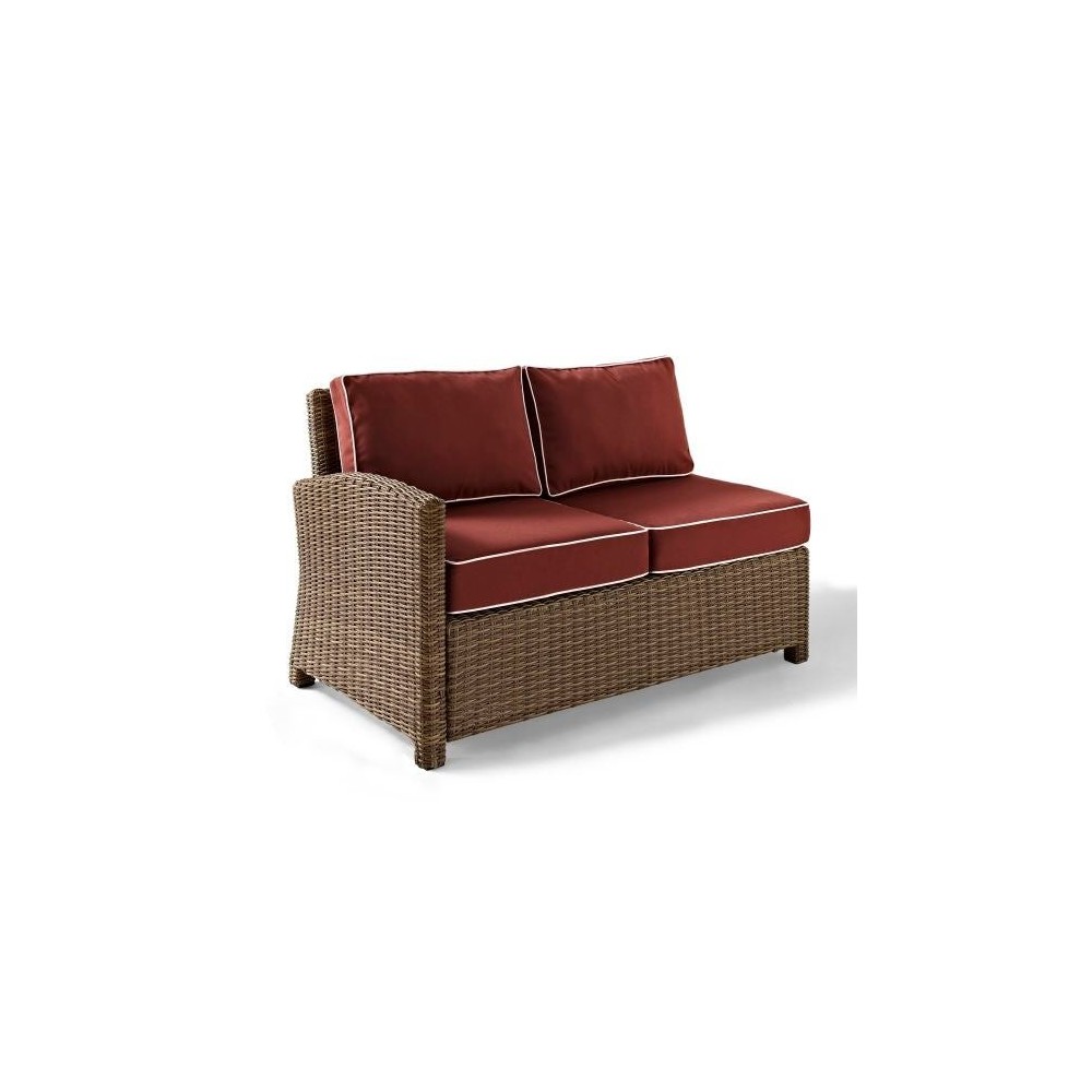 Bradenton Outdoor Wicker Sectional Left Side Loveseat Sangria/Weathered Brown