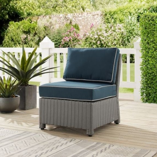 Bradenton Outdoor Wicker Sectional Center Chair Navy/Gray