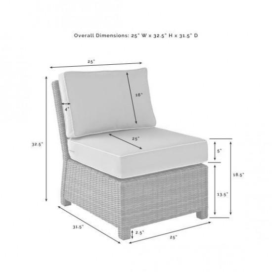 Bradenton Outdoor Sectional Center Chair - Sunbrella White/Gray