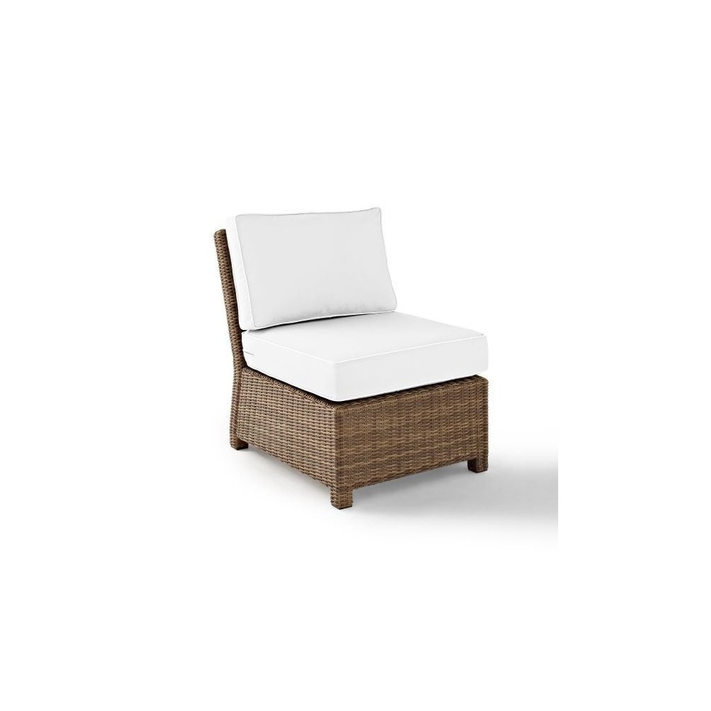 Bradenton Outdoor Sectional Center Chair - Sunbrella White/Weathered Brown