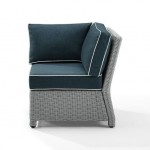 Bradenton Outdoor Wicker Sectional Corner Chair Navy/Gray