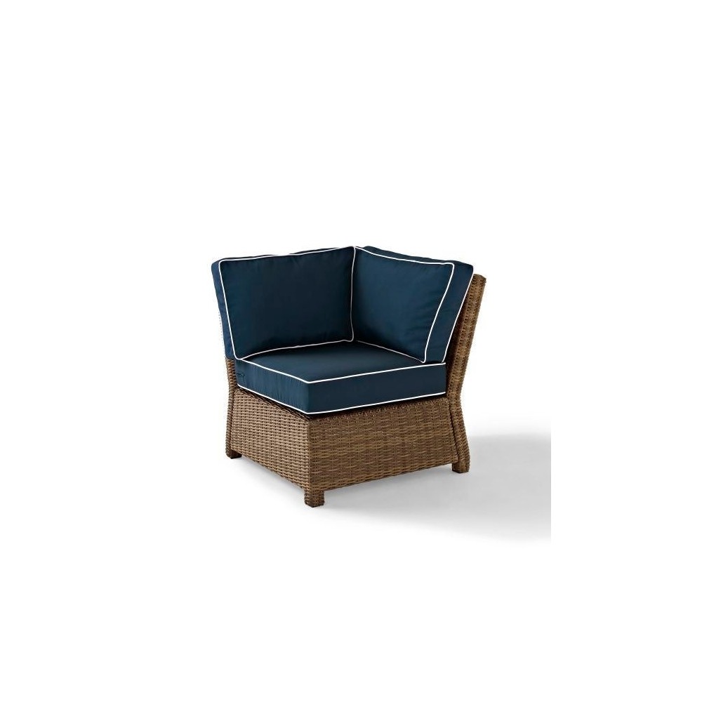 Bradenton Outdoor Wicker Sectional Corner Chair Navy/Weathered Brown
