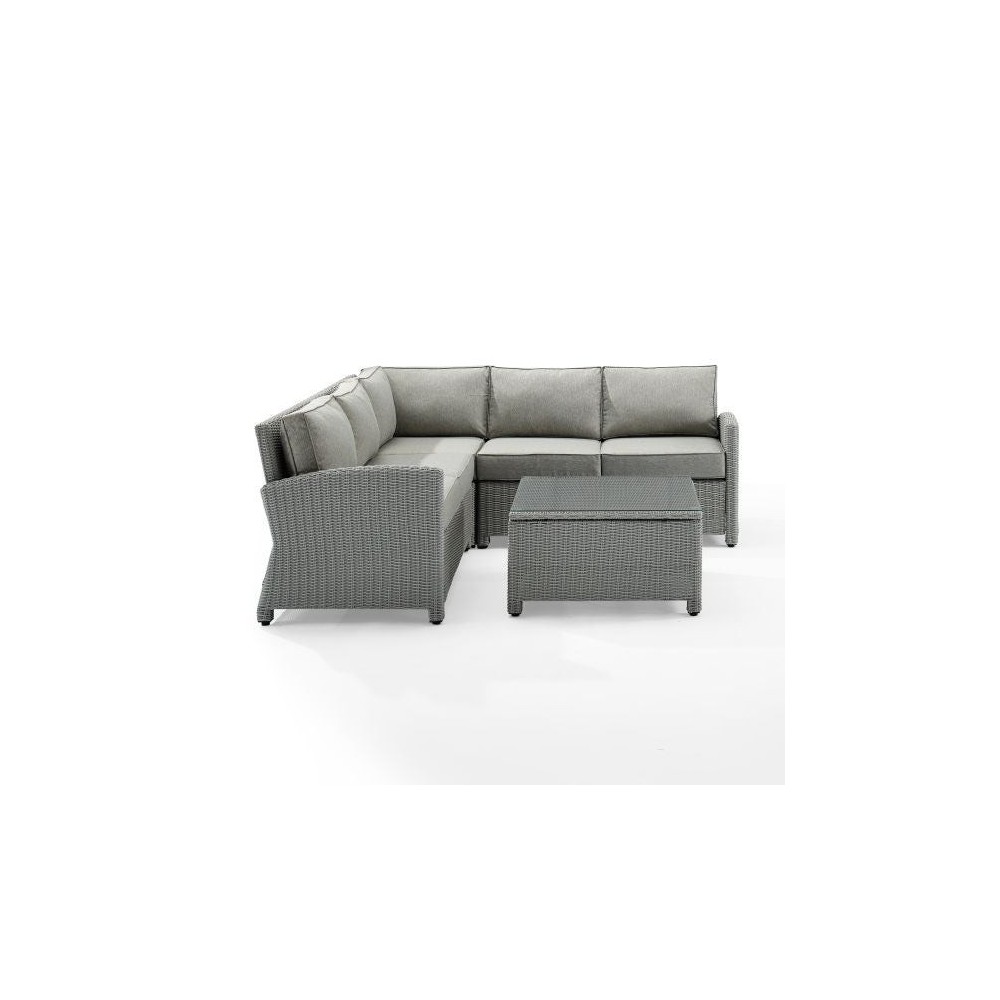 Bradenton 4Pc Outdoor Wicker Sectional Set Gray, KO70019GY-GY