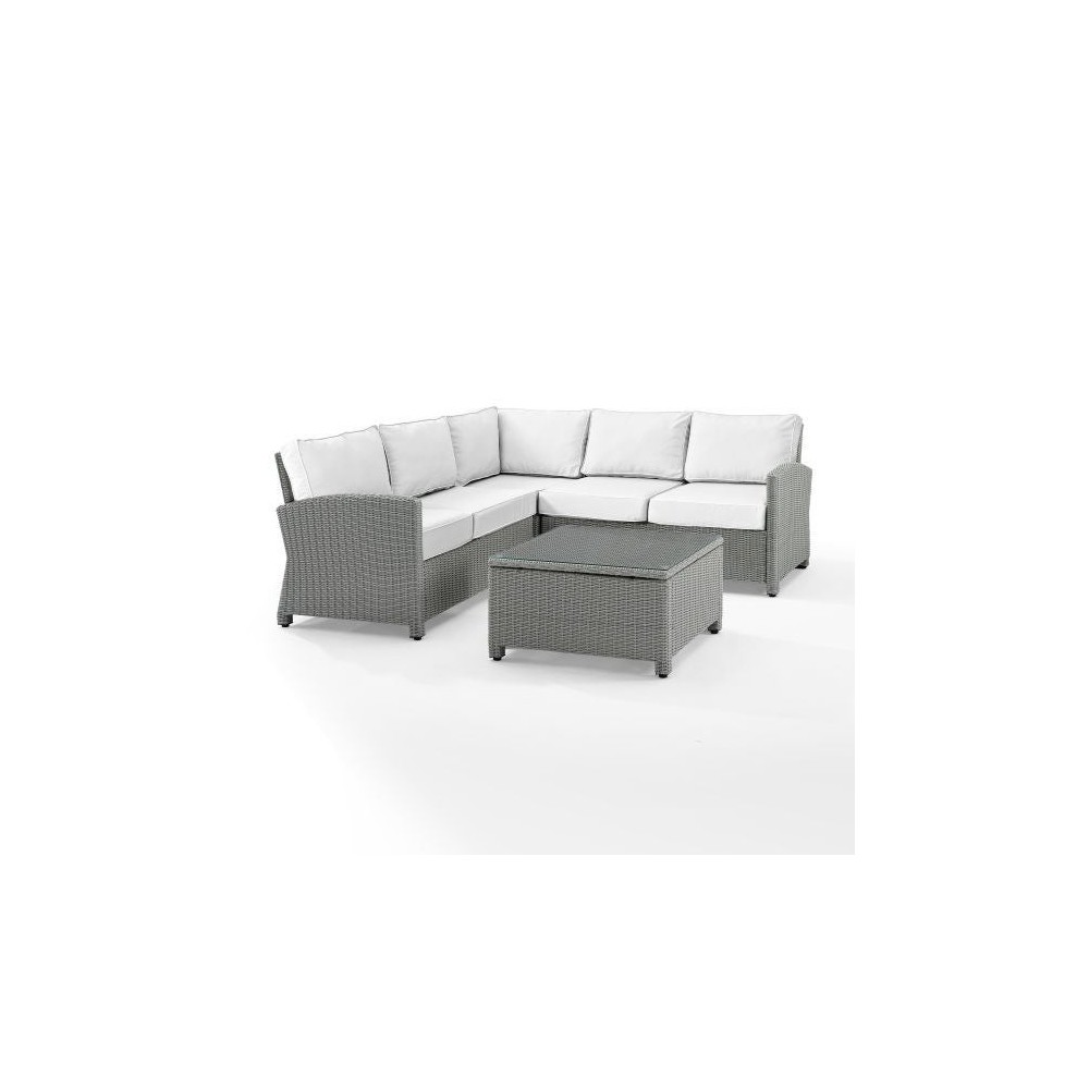 Bradenton 4Pc Outdoor Sectional Set - Sunbrella White/Gray