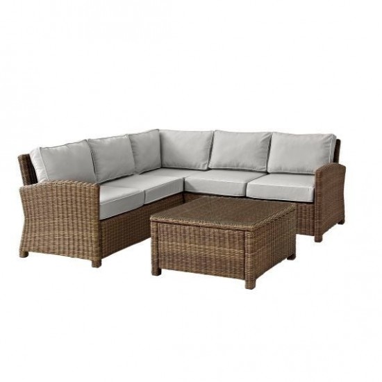 Bradenton 4Pc Outdoor Wicker Sectional Set Gray, KO70019WB-GY