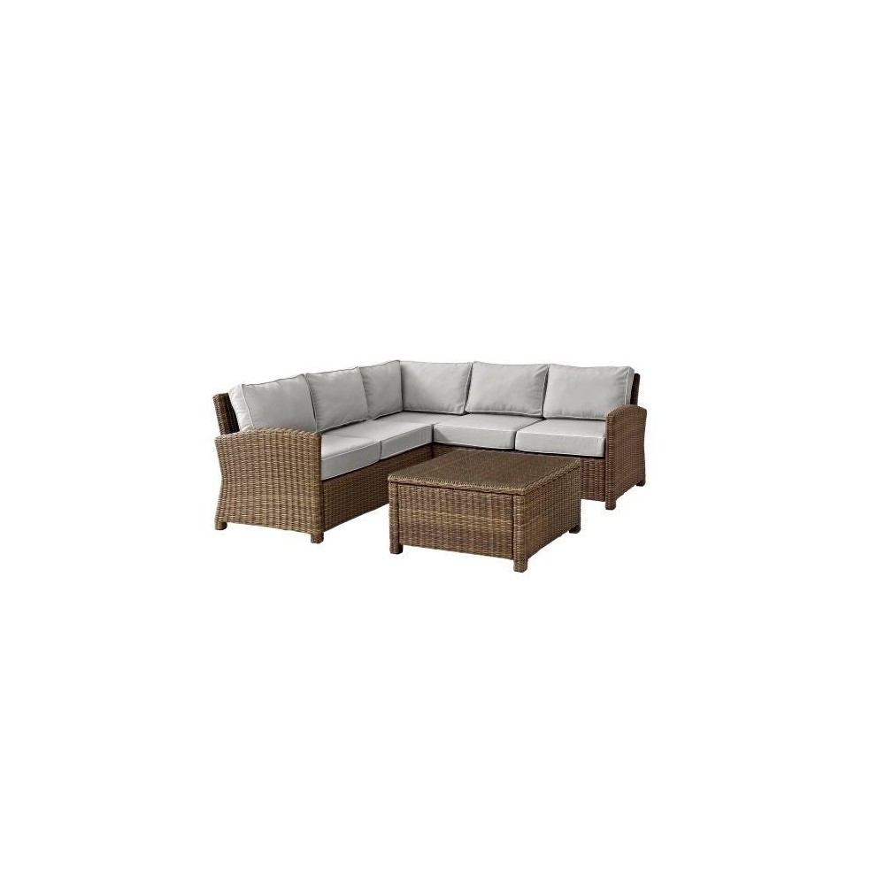 Bradenton 4Pc Outdoor Wicker Sectional Set Gray, KO70019WB-GY