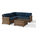 Bradenton 4Pc Outdoor Wicker Sectional Set Navy, KO70019WB-NV