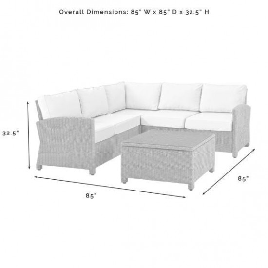 Bradenton 4Pc Outdoor Wicker Sectional Set Navy, KO70019WB-NV