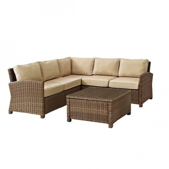 Bradenton 4Pc Outdoor Wicker Sectional Set Sand, KO70019WB-SA