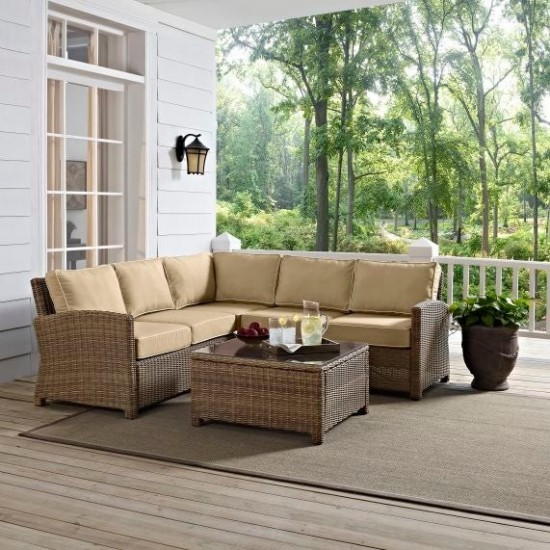 Bradenton 4Pc Outdoor Wicker Sectional Set Sand, KO70019WB-SA