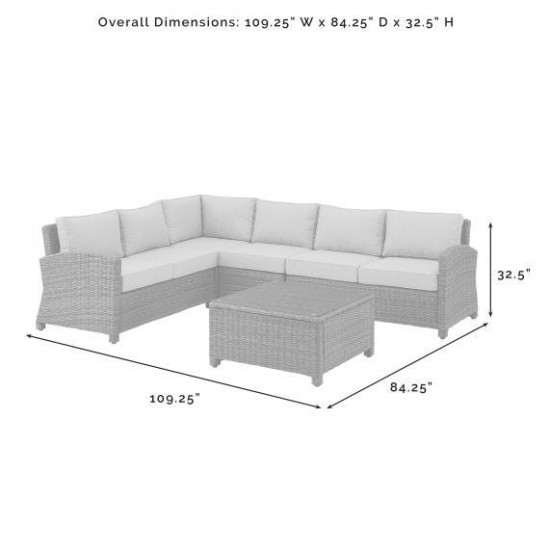 Bradenton 5Pc Outdoor Wicker Sectional Set Navy/Gray, KO70020GY-NV