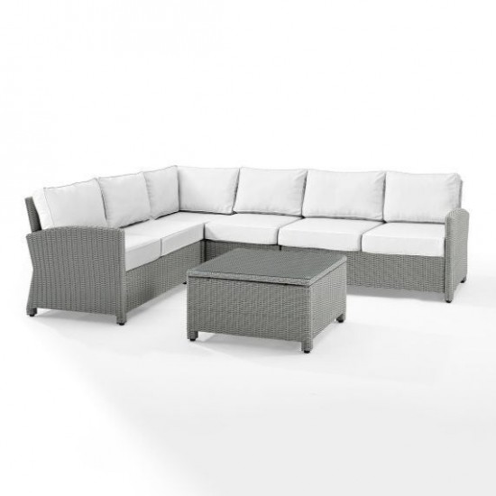 Bradenton 5Pc Outdoor Sectional Set - Sunbrella White/Gray