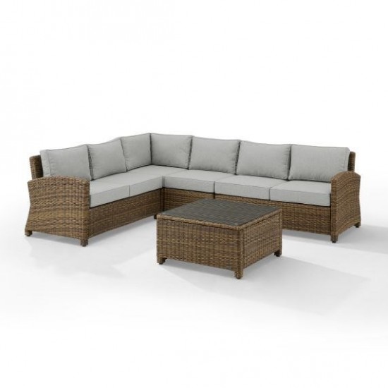 Bradenton 5Pc Outdoor Wicker Sectional Set Gray, KO70020WB-GY