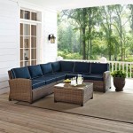 Bradenton 5Pc Outdoor Wicker Sectional Set Navy, KO70020WB-NV