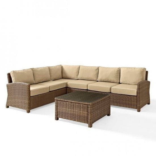 Bradenton 5Pc Outdoor Wicker Sectional Set Sand, KO70020WB-SA